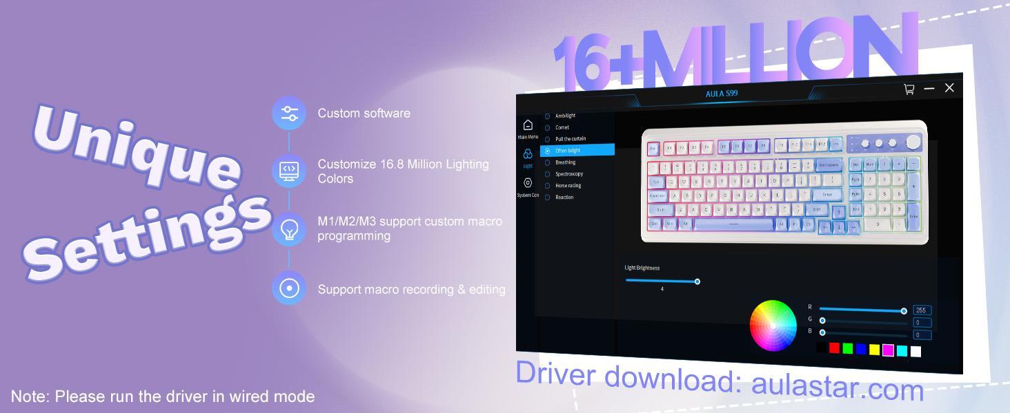 AULA S99 Key Full-Size Tri-Mode Bluetooth/2.4GHz/USB-C Gaming Keyboard, RGB Backlit, Media Knob, Mechanical Feel Compatible with PC, Mac, and Xbox S99 Keyboard Fixed Keycaps & Switches (Non-Replaceable) AULA S99 Key Full-Size Tri-Mode Bluetooth/2.4GHz/USB-C Gaming Keyboard, RGB Backlit, Media Knob, Mechanical Feel Compatible with PC, Mac, and Xbox S99 Keyboard Fixed Keycaps & Switches (Non-Replaceable)