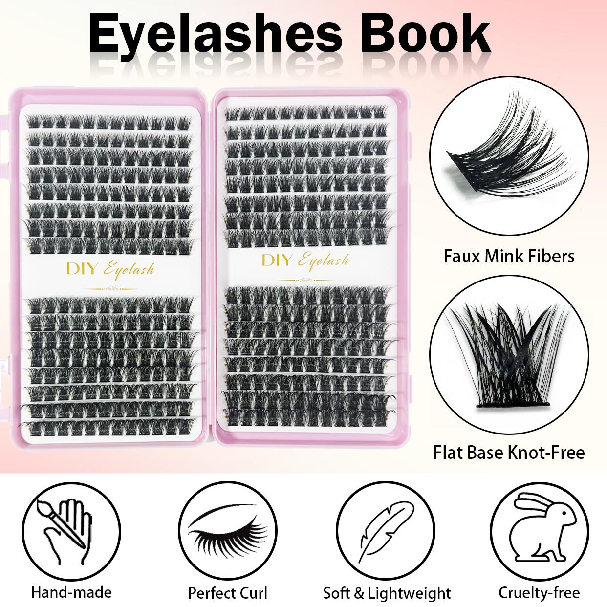 384 Cluster Independent Eyelash Set Natural 3D False Lashes Segmented Extension Kit 8mm-16mm Mixed Lashes DIY Eyelash Extensions Suitable for Women and Girls