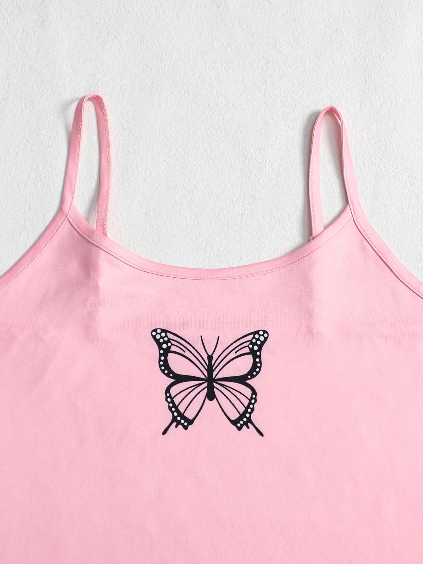 Summer & Spring Limited Edition Women's Sleepwear Set, Sexy Halter Top, Butterfly Print Shorts, Elegant Comfortable, Wear-Outside Pajamas