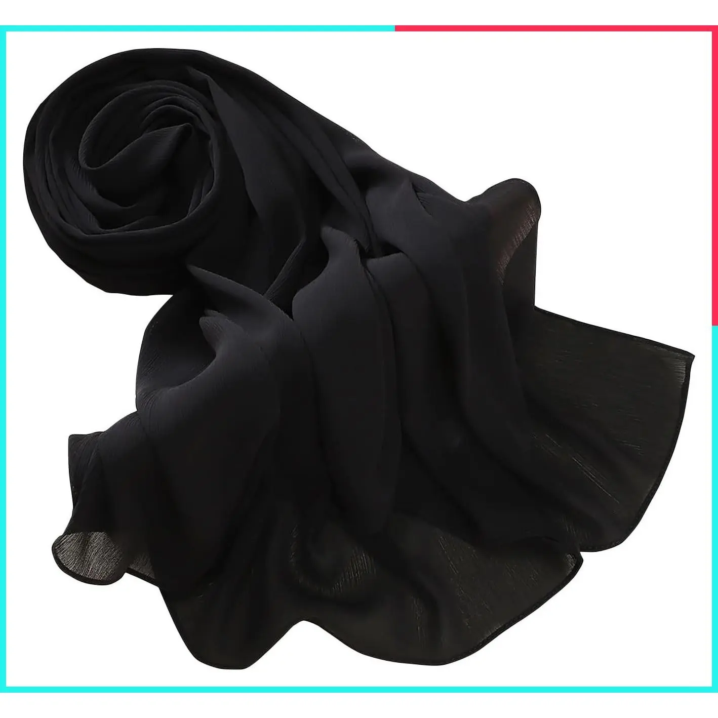Women's Premium Long Crinkle Chiffon Hijab Scarf – Ultra Soft Muslim Headscarf