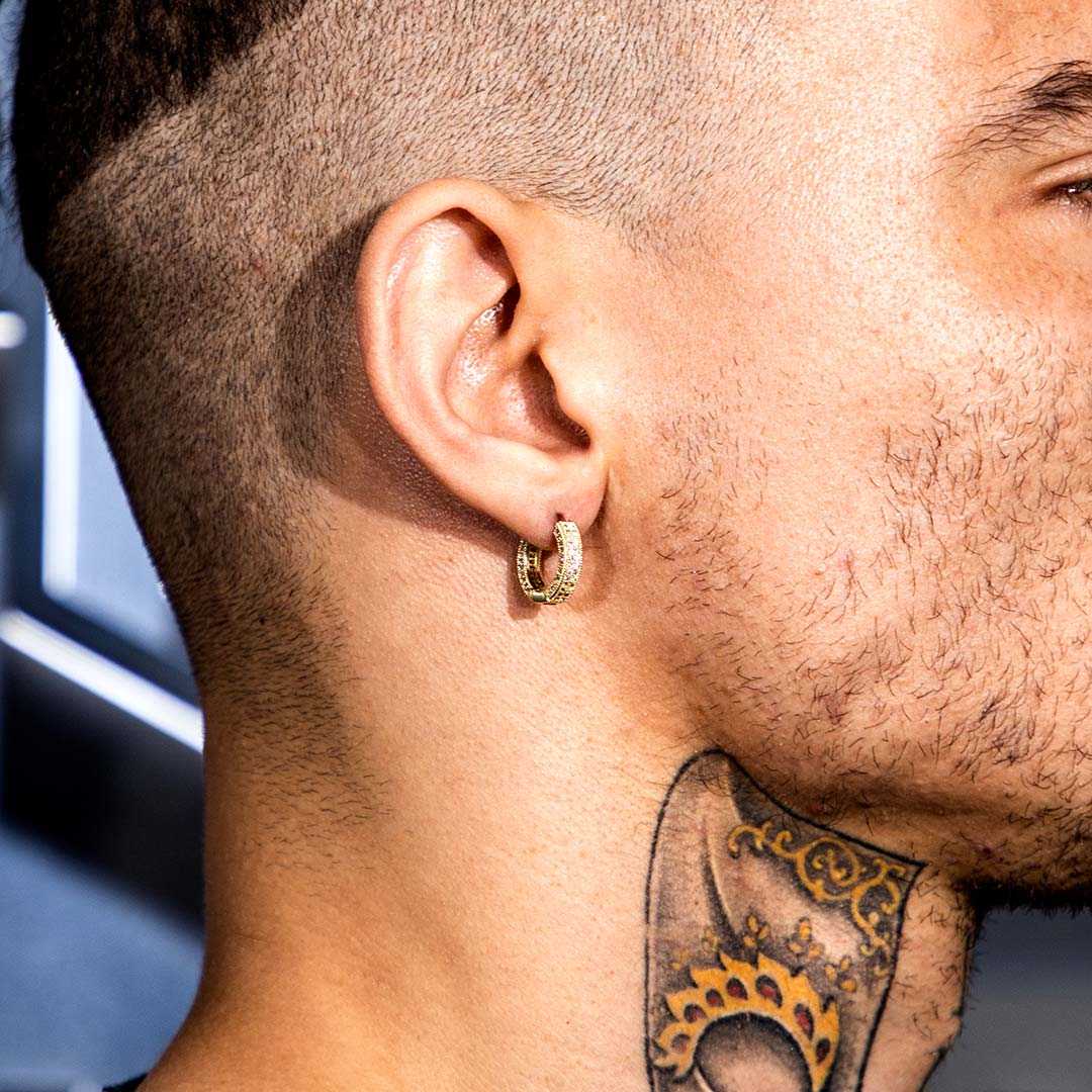 Delzzad 14K Gold-Plated Iced Hoop Earrings Round VVS Synthetic Moissanite Earrings Dangle Earrings Jewelry S925 Earrings Perfect Birthday Mother’s Day Christmas Gift for Men Women Silver Earrings Golden Earrings Wedding Set