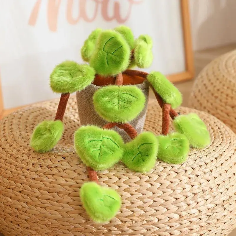 30cm Scindapsus Potted Plant Simulated Plant Stuffed Plush Toys Flowerpot Desktop Ornaments Mother’s Day Gifts Home Decor