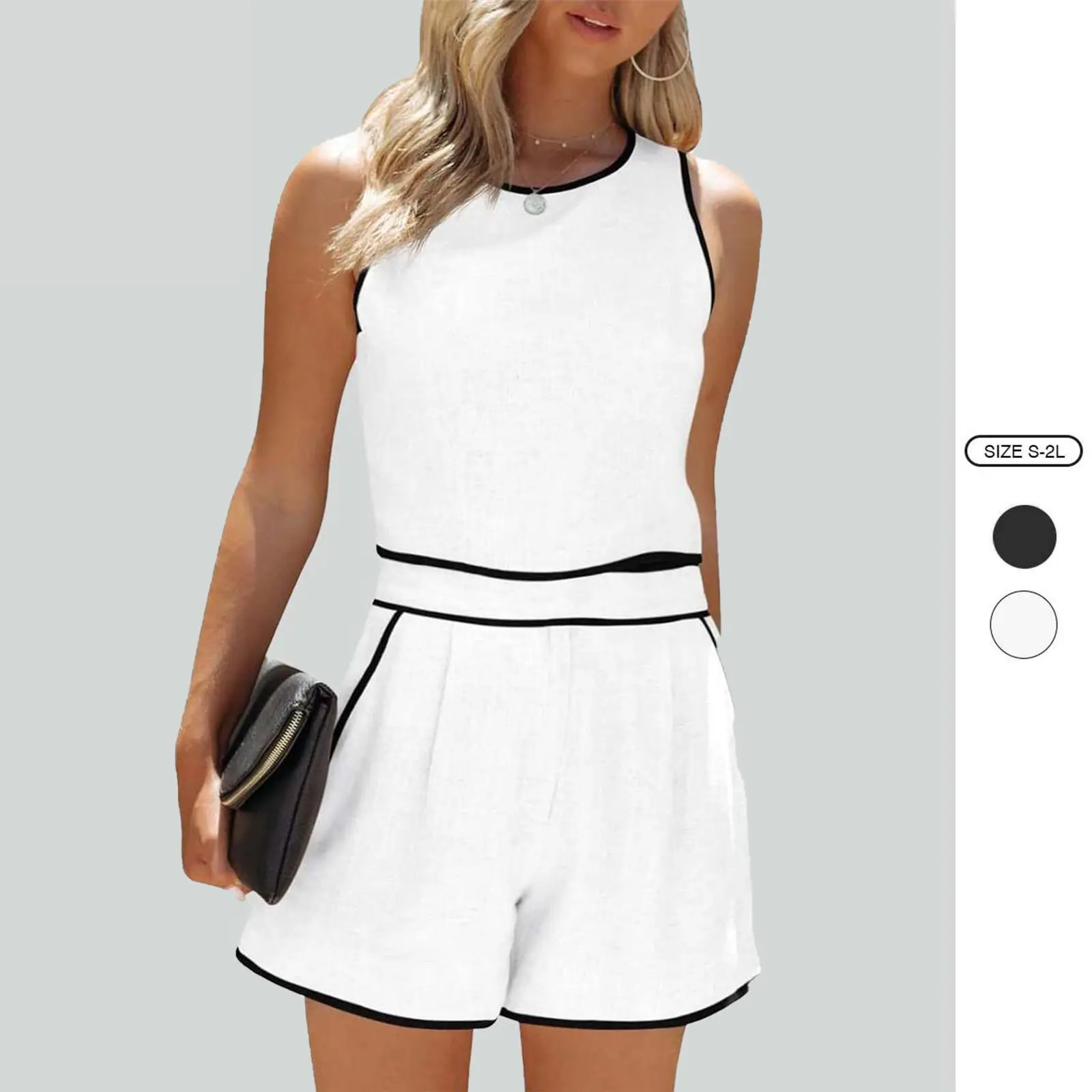 Imily Bela Womens Workout Sets 2 piece Sleeveless Tank Tops and Shorts Zip Back High Waist Summer Active Wear