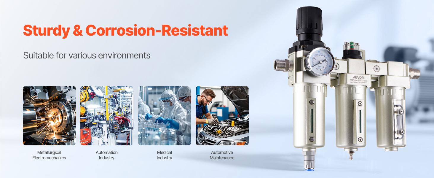 VEVOR Air Compressor Filter Regulator, 1/2 NPT 3-Stage 5m 0.3m 0.1m Air Drying System with Micron Filters and Desiccant Dryer, Auto Drain Air Compressor Water Separator 175PSI Max Pressure VEVOR Air Compressor Filter Regulator, 1/2 NPT 3-Stage 5m 0.3m 0.1m Air Drying System with Micron Filters and Desiccant Dryer, Auto Drain Air Compressor Water Separator 175PSI Max Pressure
