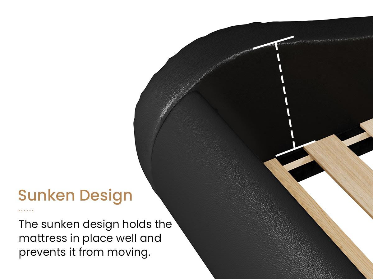 SHA CERLIN Deluxe LED Bed Frame with PU Leather Upholstered Adjustable Headboard,Modern Low Profile Sleigh Design,Heavy Duty Wood Slat Support,No Box Spring Needed,Full/Queen/King Size#ChristmasGifts#TikTokShopBlackFriday