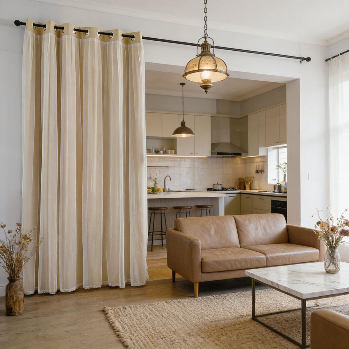 Elegant Two-Layer Door Curtain, Bedroom Living Room Light Blocking Partition, French Luxury Atmosphere Air Conditioning Wind Shield, Multiple Colors Available