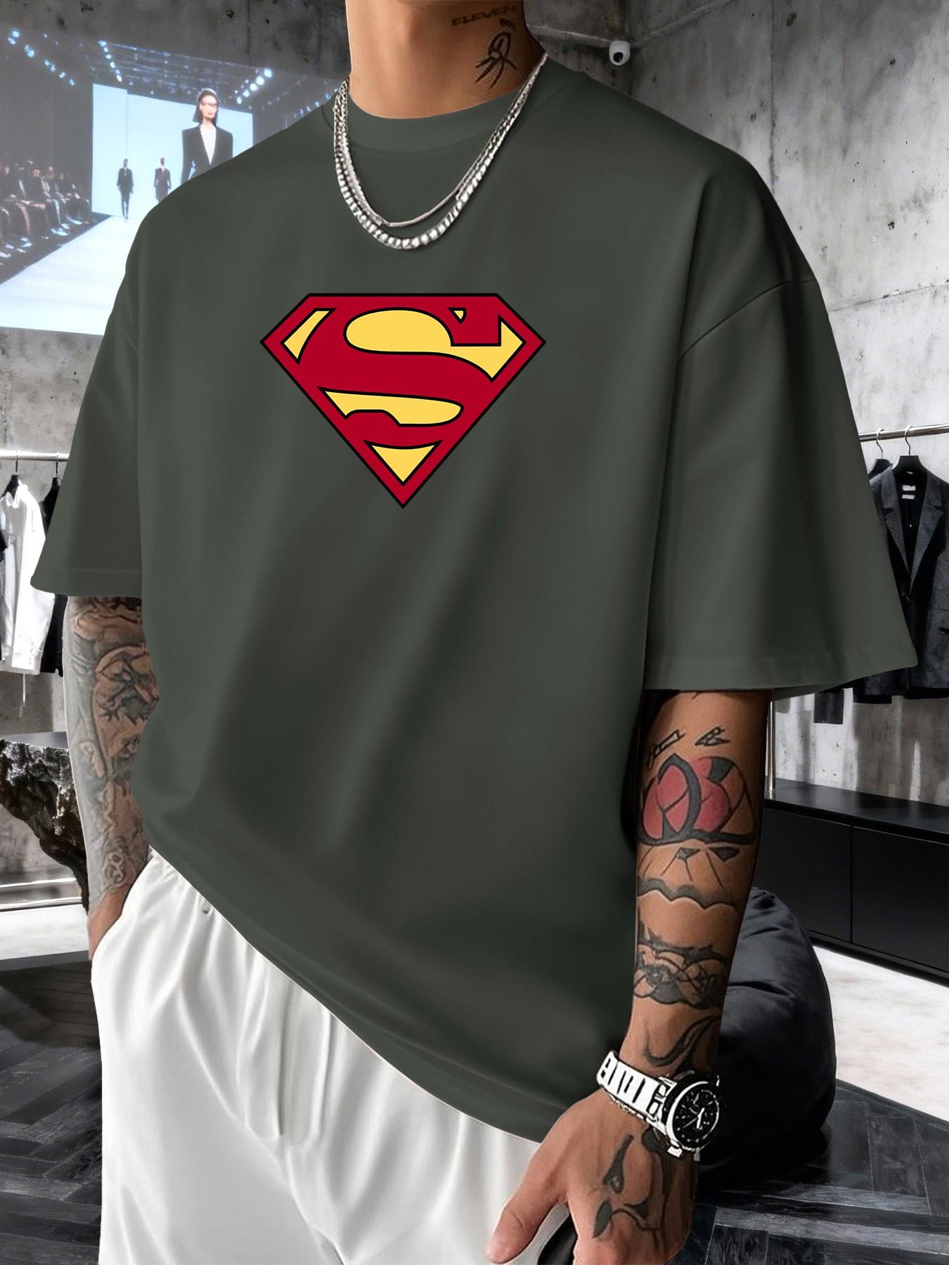 Superman S Classic Logo Men's Fashion Short Sleeve Round Neck Casual Summer T-Shirt, Perfect for Daily Wear