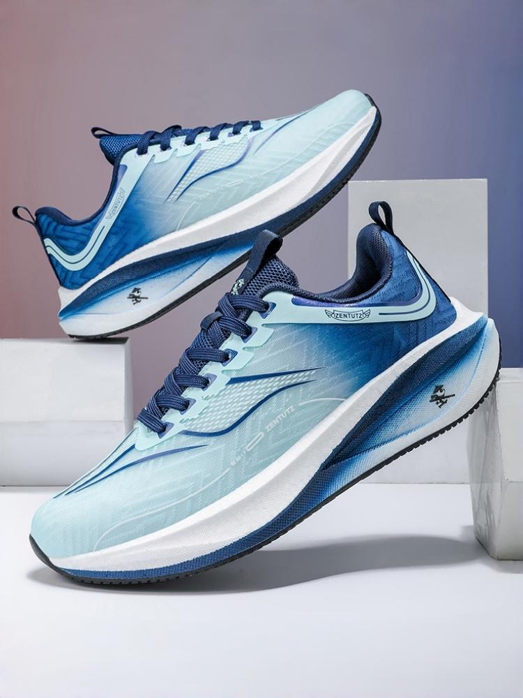 Unisex Bright Yellow Racing Mesh Running Shoes, Platform Non-slip Wear-resistant Professional Sports Sneakers