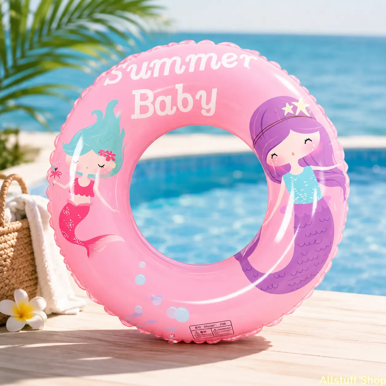 Cartoon Print PVC Kids Swim Ring, Safe Float for Toddlers, Multi-Size Animal Mermaid Pool Tube, Water Toy for Beach Pool Parties Summer Play