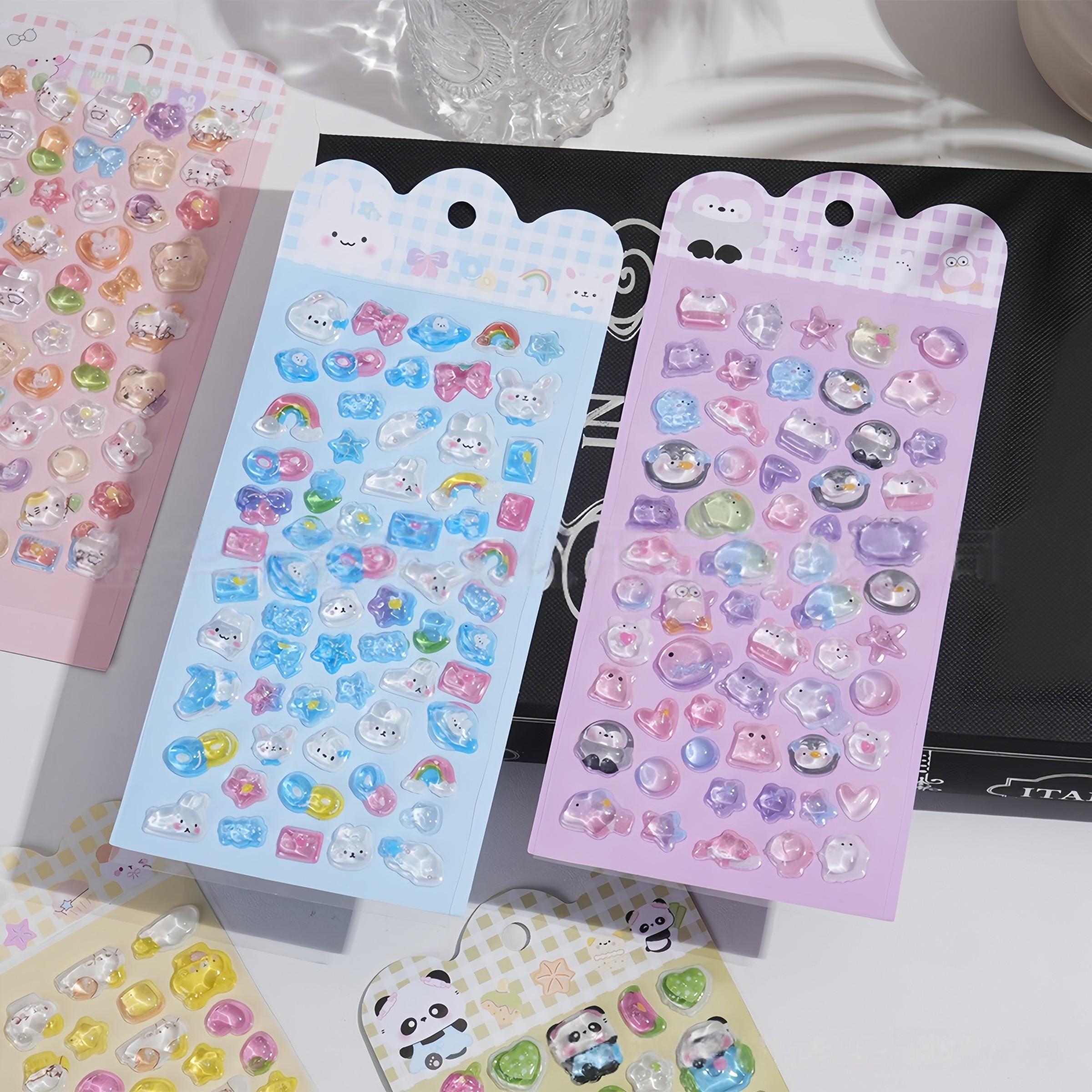 Cute 3D Kawaii Epoxy Stickers, Cartoon Panda Bear Rainbow Transparent Bubble Resin Stickers, Shiny Self Adhesive Decals for Journaling, Kaka Card, Phone Case, DIY Crafts, Kids Gifts, Aesthetic Korean Stationery Stickers, Accessories