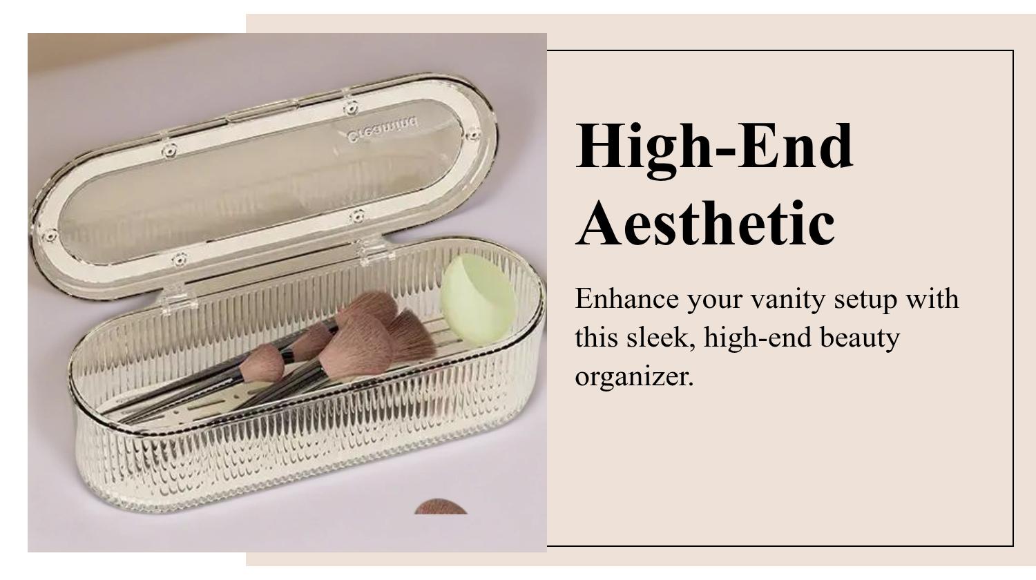 Transparent Covered Makeup Brush Storage Box, Dustproof High-End Vanity Organizer, Large Capacity Powder Puff Beauty Box