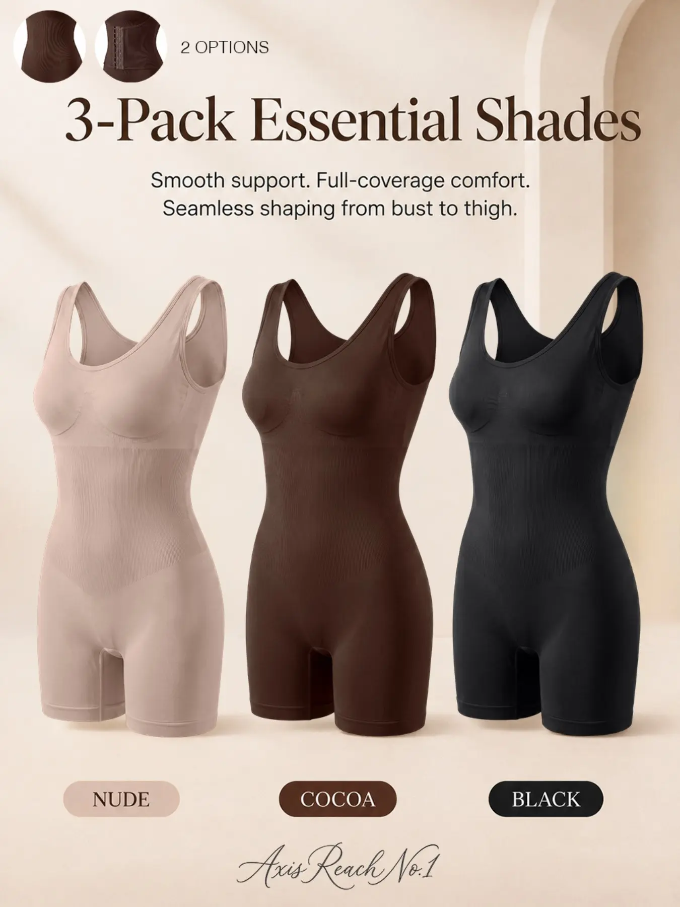 AR Women's Shapewear Bodysuit Shorts, Tummy Control Seamless Body Shaper, Butt Lifting Mid-Thigh Sculpting Romper with Wide Straps for Layering, Gym, Yoga, Pilates, Workout & Everyday Wear