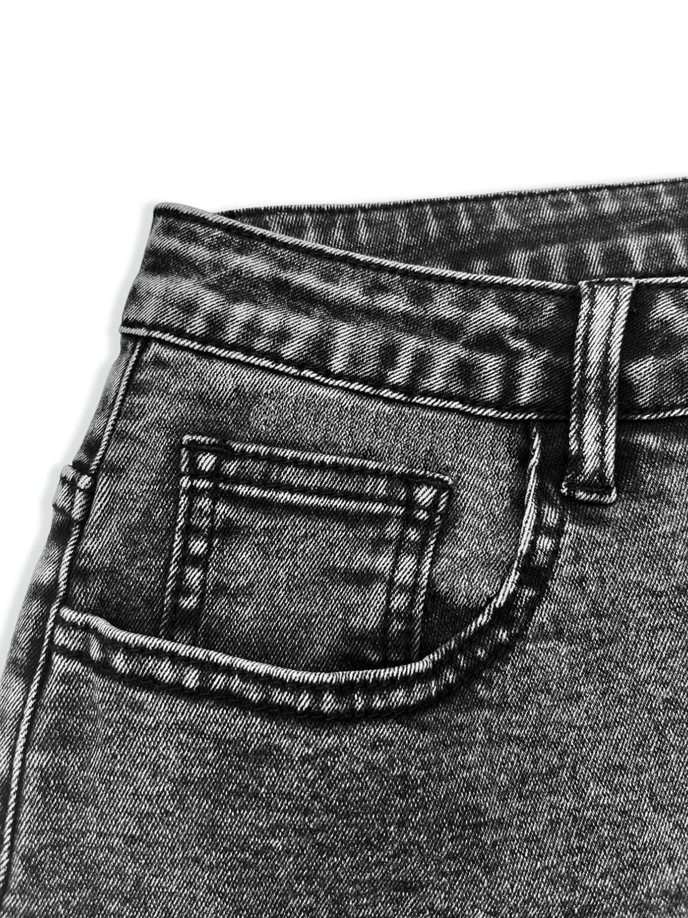 Women's Denim Jeans Embroidered Loose Fit Elastic Straight Leg Pants Fashion High Street Trendy Long Jeans