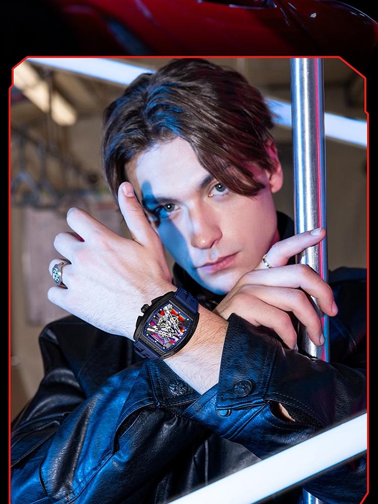 1Pcs Brand Men's Barrel shape Watches Waterproof, Trendy Retro Style Watch for Man,Luxury Male Quartz Wristwatch, Silicone strap/ABS plastic case, Fashion Trend Men Business Watch, Holiday Birthday Gifts