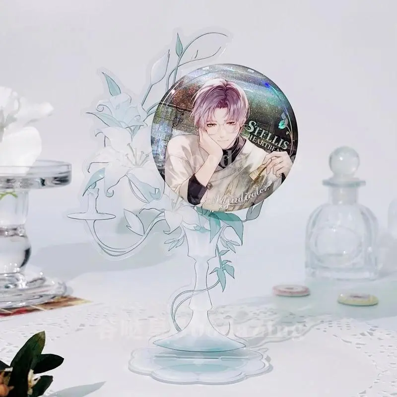 Flower & Shadow Candlestick Badge Holder, 15/17cm Vintage Acrylic Pin Display Rack for Gothic Aesthetic Desk Decor Collection