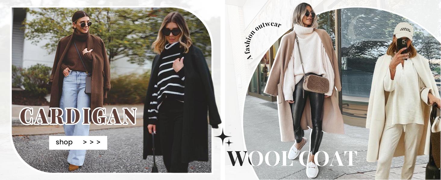 UANEO Women's Long Cardigan Wool Coat Open Front Pockets Warm Lapel Jacket Coat UANEO Women's Long Cardigan Wool Coat Open Front Pockets Warm Lapel Jacket Coat