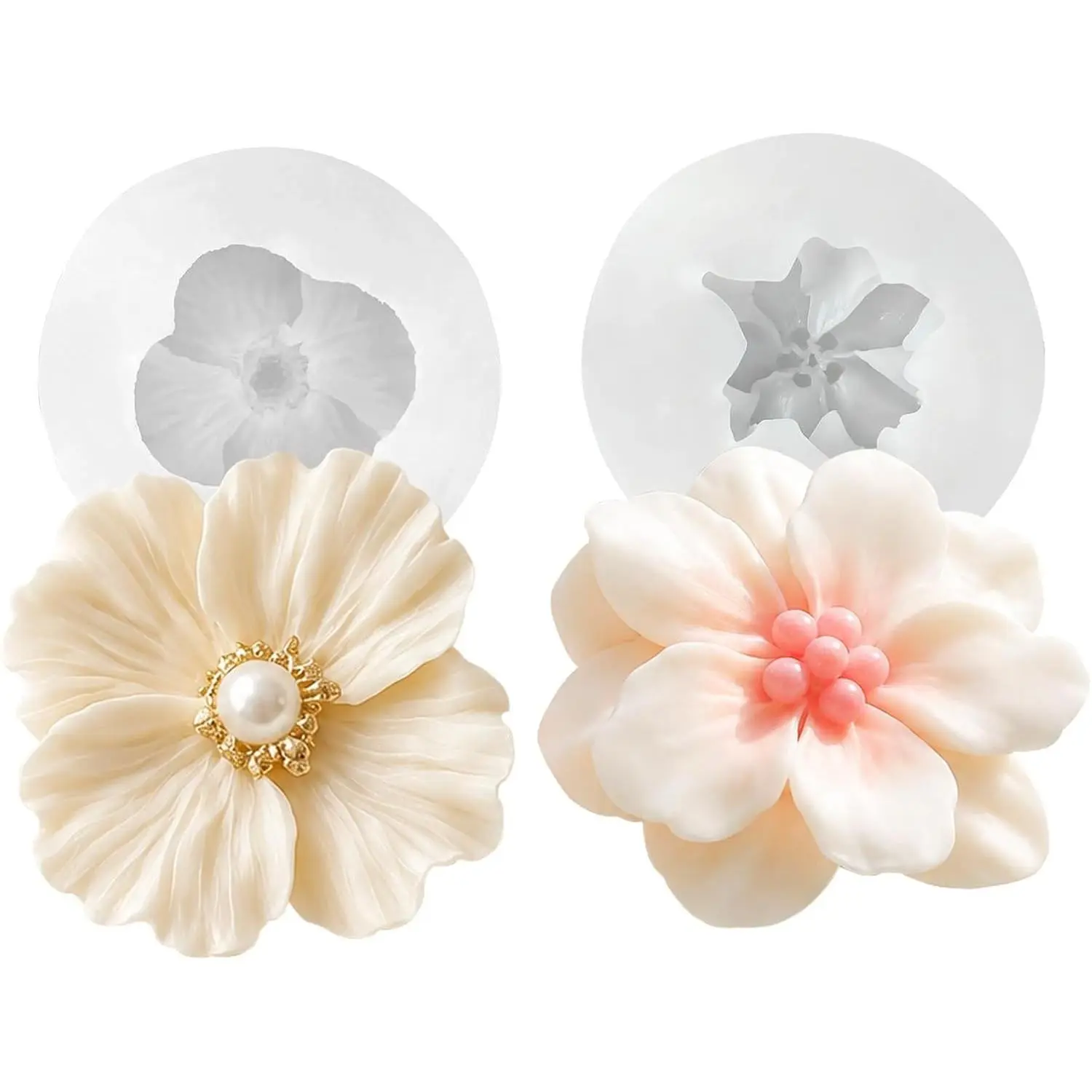 2PCS 3D Flower Candle Molds