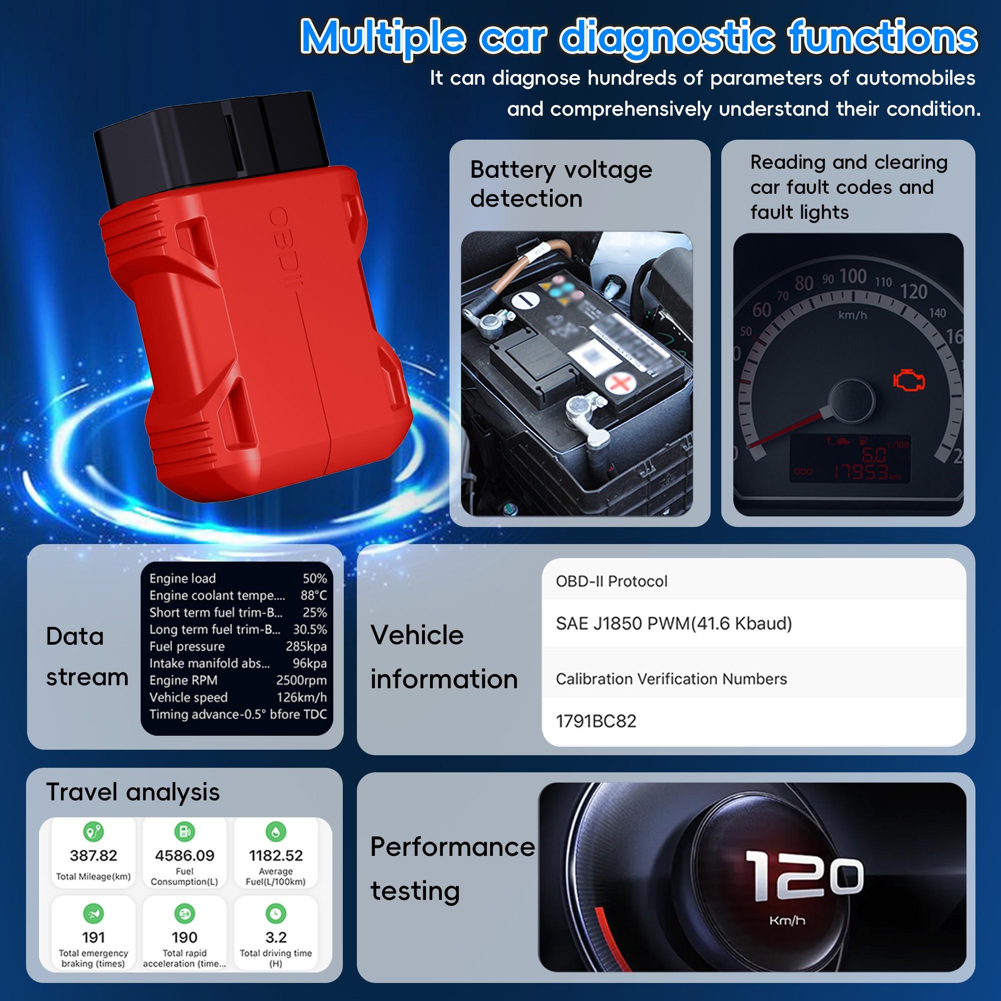 Obd2 Bluetooth-compatible Scanner Full System Car Diagnostic Tool, Code Reader for Vehicles Since 1996, Plastic Enclosure, No Ca Prop 65 Warning