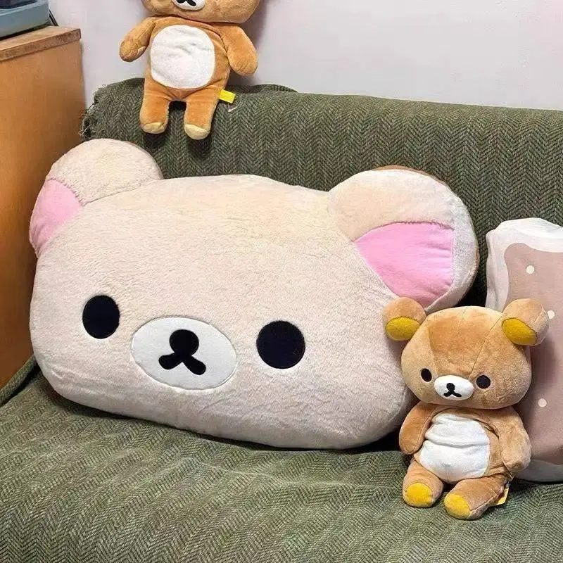 60CM Rilakkuma Plush Pillow Soft Fluffy Stuffed Bear Doll Cushion Backrest For Bedroom Sofa Bedside Cute Birthday Gift For Girls