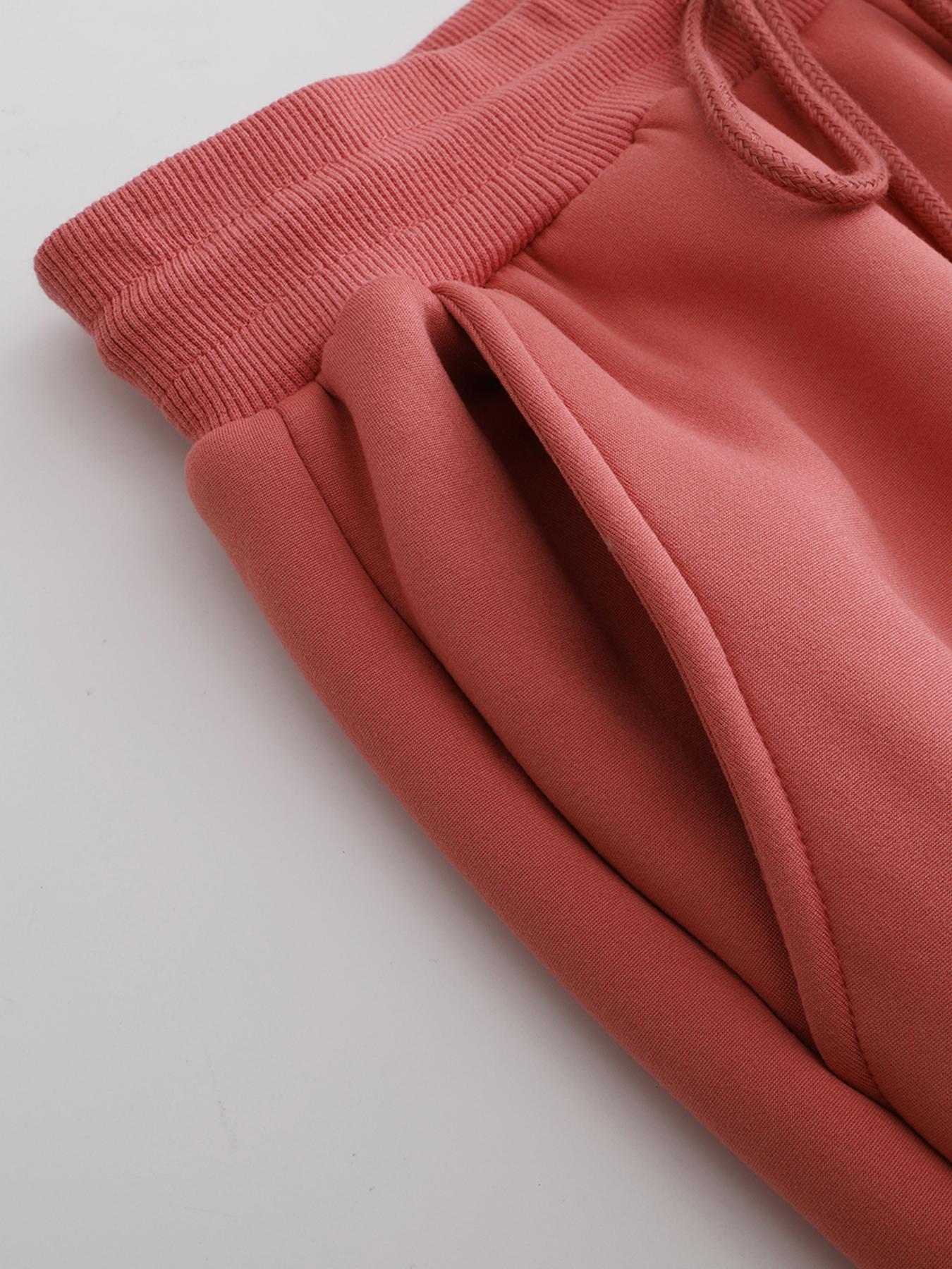 Women's Casual Straight Leg Fleece Lined Pants, Thickened Long Trousers for Fall & Winter, Daily Wear Fashion Sweatpants Bottom