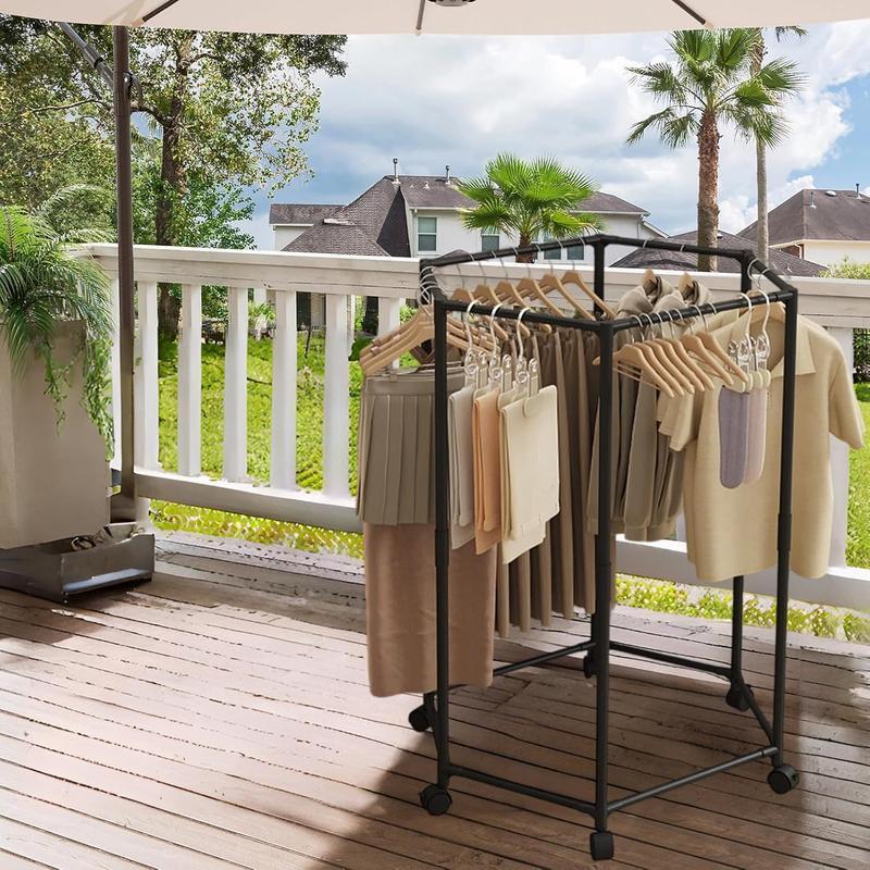 Laundry Rack Hexagonal Drying Stand for Clothes Space Saving Hanger with Multi Level Design for Bedroom Dorm Balcony Outdoor Indoor Use Metal Foldable Storage Garment Rack Hanging Clothes