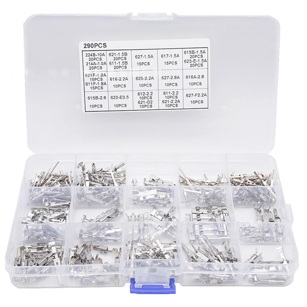 290PCS/1-3.5mm Automotive Connector Pin Accessories Male and Female Connectors Crimping Wiring Pin Terminal+One 48B Wire Clamp Widely Used in Various 12V Connectors, Trucks, Cars, Ships, etc