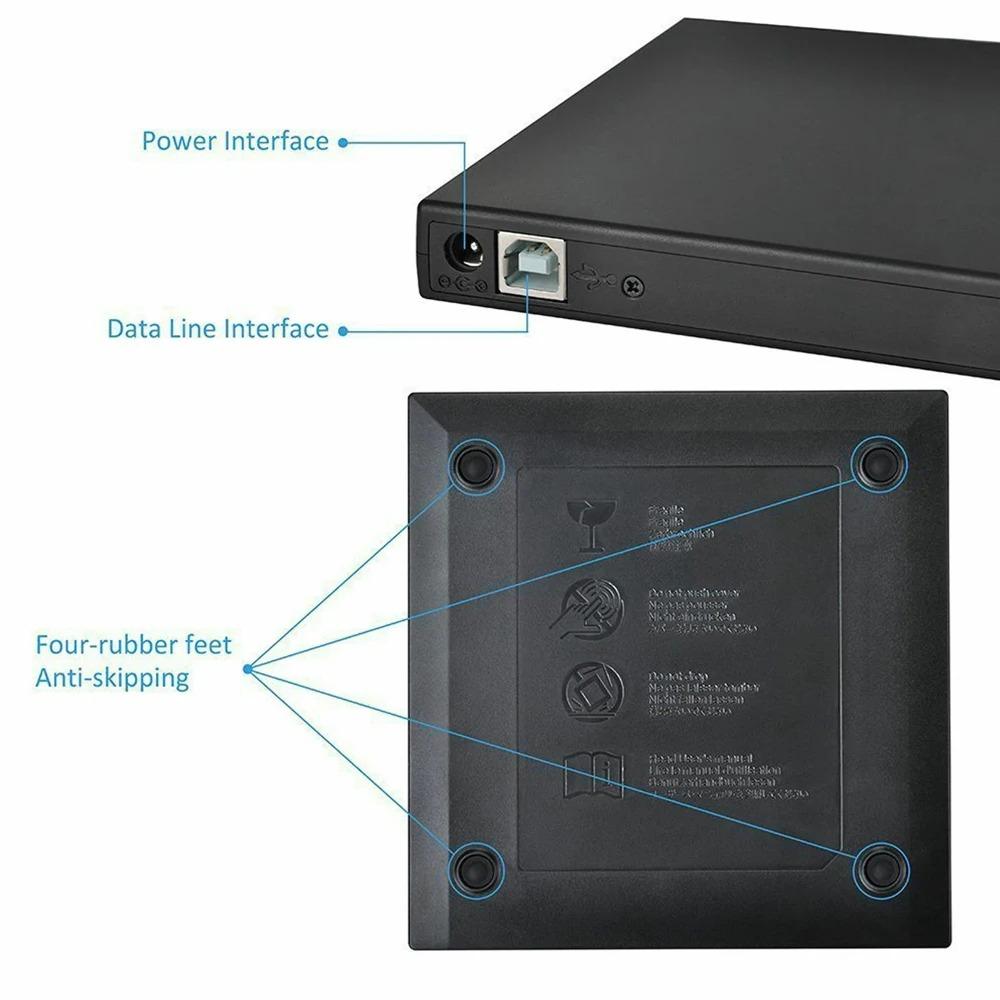 Usb 3.0 external dvd cd burner, portable cd dvd drive for Laptop Desktop, Plug and Play, 24X Read Write, Shock resistant, Compatible with Windows Mac Linux, dual Power Cables for Stable Use