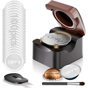 Vertuo Pods Refill Kit for, Upgraded Vertuo Reusable Pods Holder with 100pcs Aluminum Foil Seals Lids, Effortless Press-to-Seal Design, Fits Vertuoline Next Plus Machine(NO PODS)