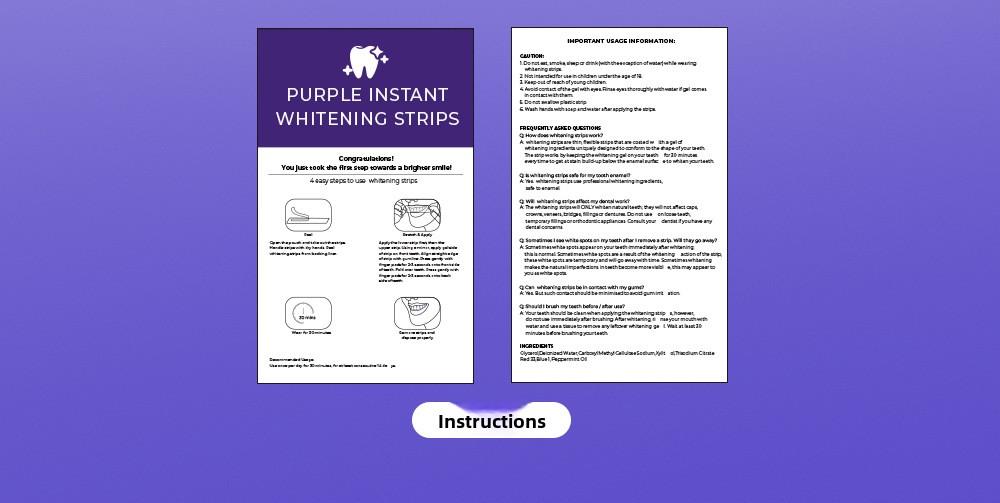 Purple whitening patches 14 pairs - Teeth Brightener Strips free of peroxides and safe for enamel, suitable for sensitive teeth, painless macular corrector, natural color enhancement, making smiles brighter, for daily and travel use