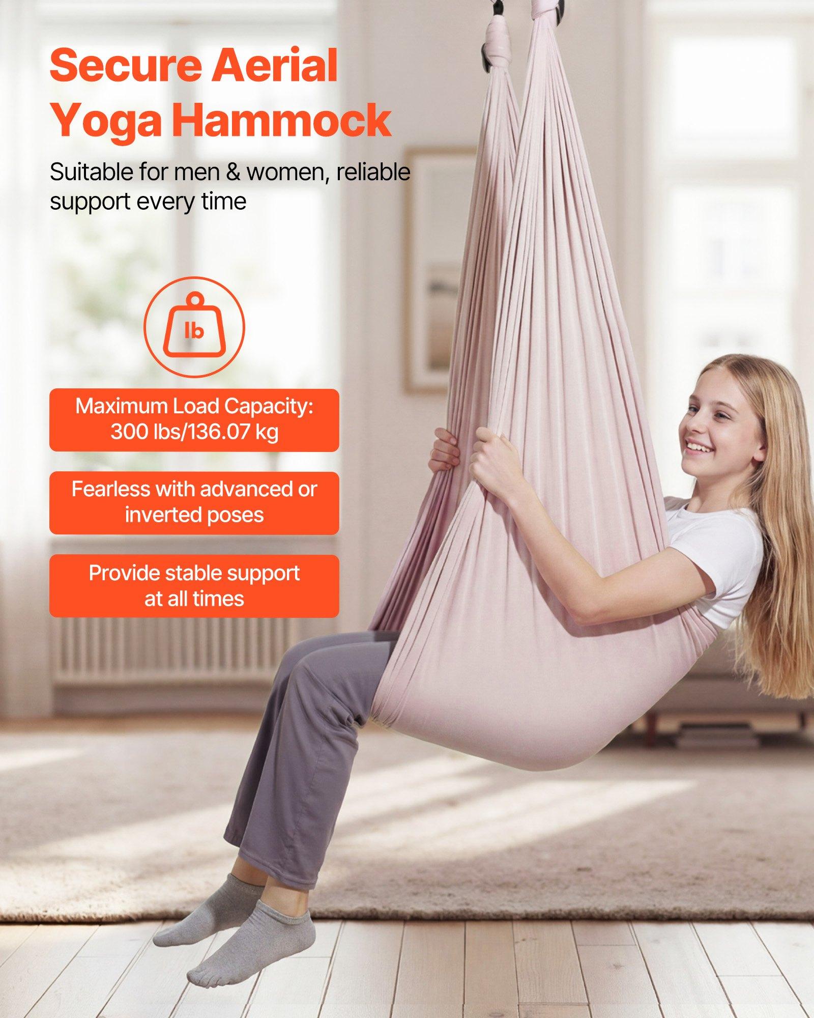 VEVOR Aerial Yoga Hammock, 300 lbs Load Aerial Silk, Yoga Swing with Nylon Fabric, PE Zipper Bag for Parent-Child Interaction, Strengthen Muscles Improve Practice, Hammock and Swing Combo