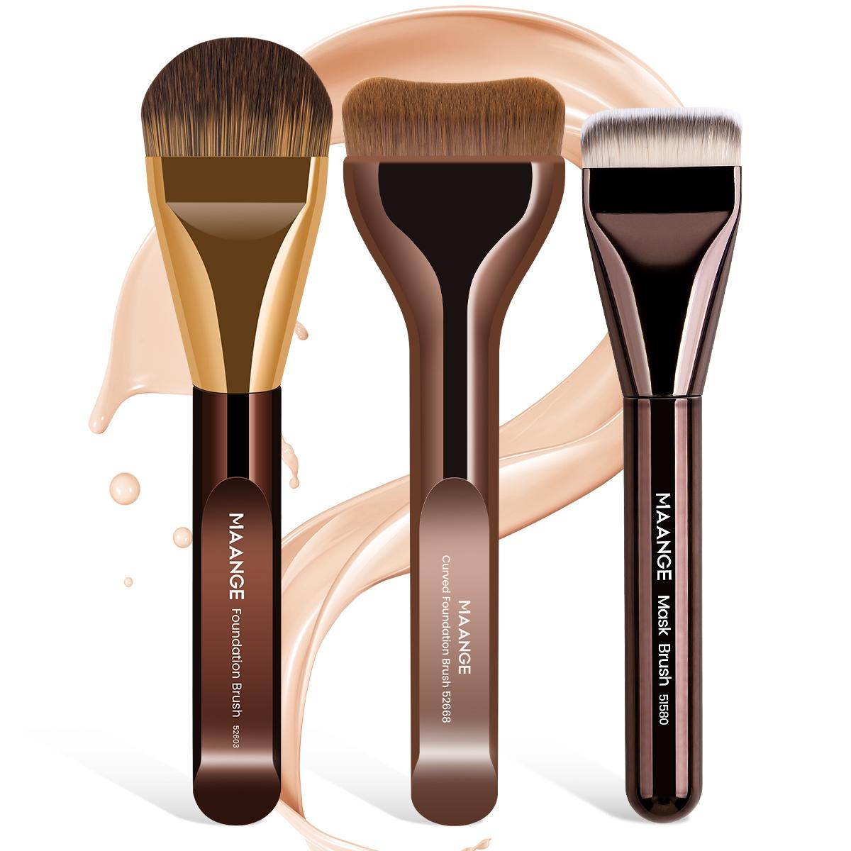 Maange 3-Piece Makeup Brush Set, Foundation Brushes, Professional Cosmetic Tools, Essential Beauty Kit for Flawless Application