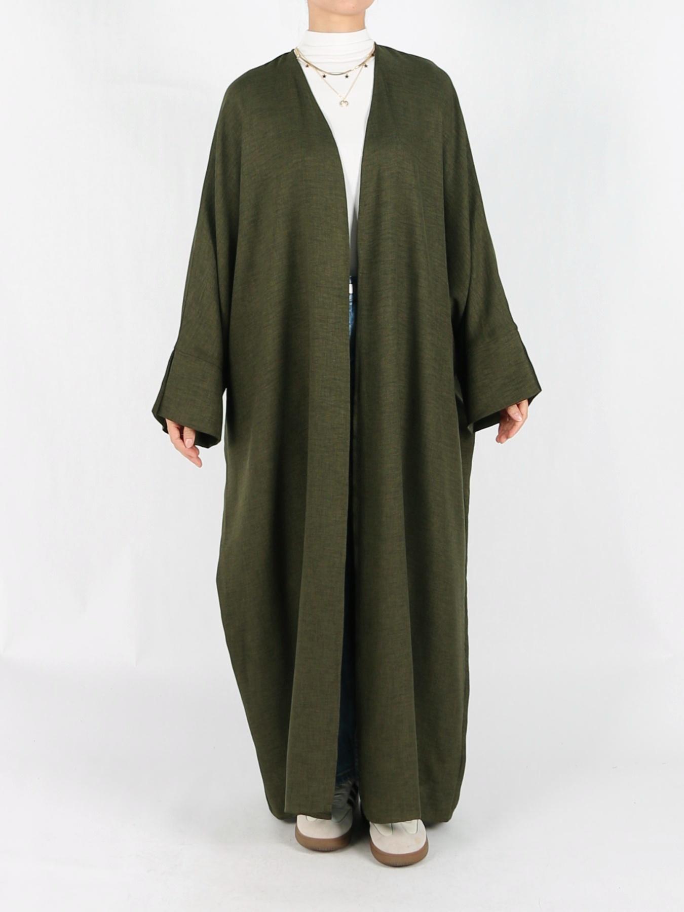 Arabic Clothing-solid Color Split Sleeve Loose Open Abaya, Modest Long Sleeve Open Front Outerwear for Women, Women's Islamic Clothing for Spring & Fall, Summer Outfits, Modesty Abaya, Muslims Loose Abayas