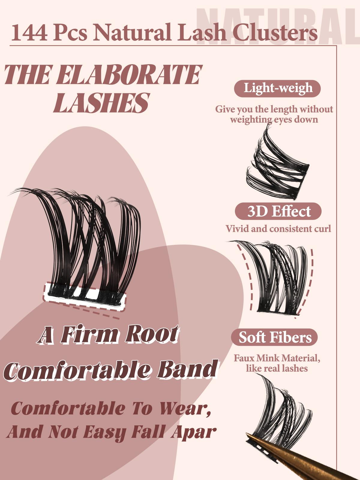 HOHADBR  Lashes  Kit  Lash Extension Kit D Curl Eyelash Extensions with Waterproof Lash Bond and Seal Waterproof Tweezers,Volume Lash  Thick 10-18MM Cluster Lashes Makeup Cosmetic Cosmetic Cosmetic