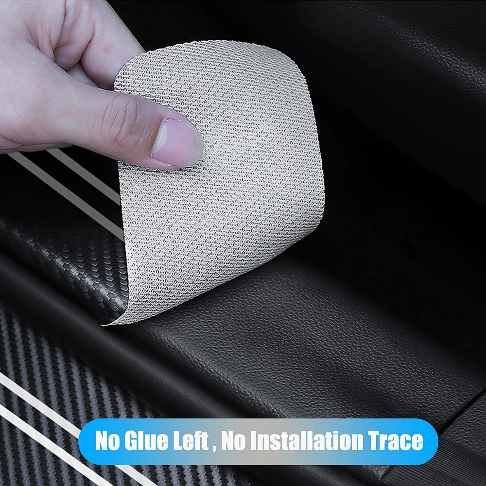 Universal 4pcs Carbon Fiber Texture Door Sill Protector Strips Set, Anti-Scratch Durable, Non-Slip Threshold Decorative Strip, Car Accessories