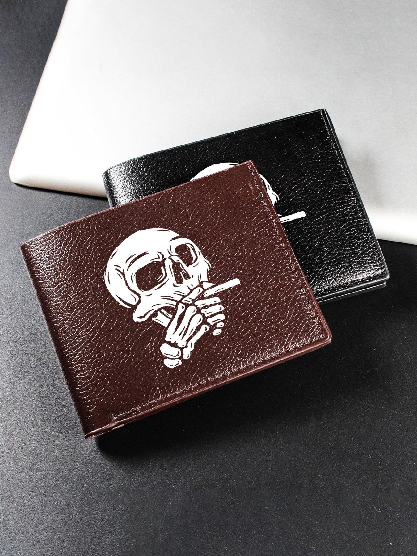 Cool Smoking Skull Print Bifold Wallet for Women Men, Unisex Multi-Card Slot Casual Wallet, Slim Card Holder with Bill Compartment, Perfect for Daily Use, Gift for Streetwear Lovers