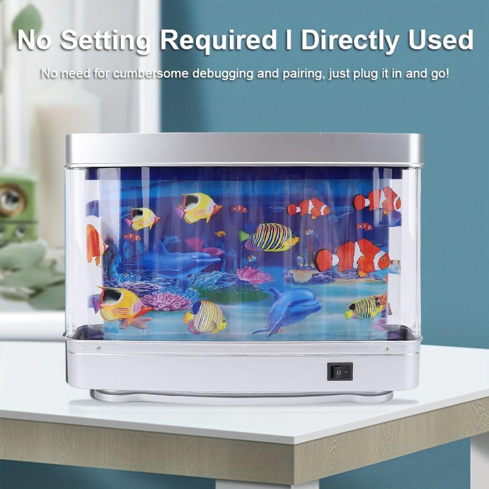Adjustable LED Aquarium Light with Dynamic Fish Shadows, Aquarium Sensory Lamp, with Wall Shelf Display, Ocean Scene Decor Lamp for Bedroom, Living Room, Office, Aquarium Decor, Office Relax, Oceanthemed Lighting, Switch Control Lighting