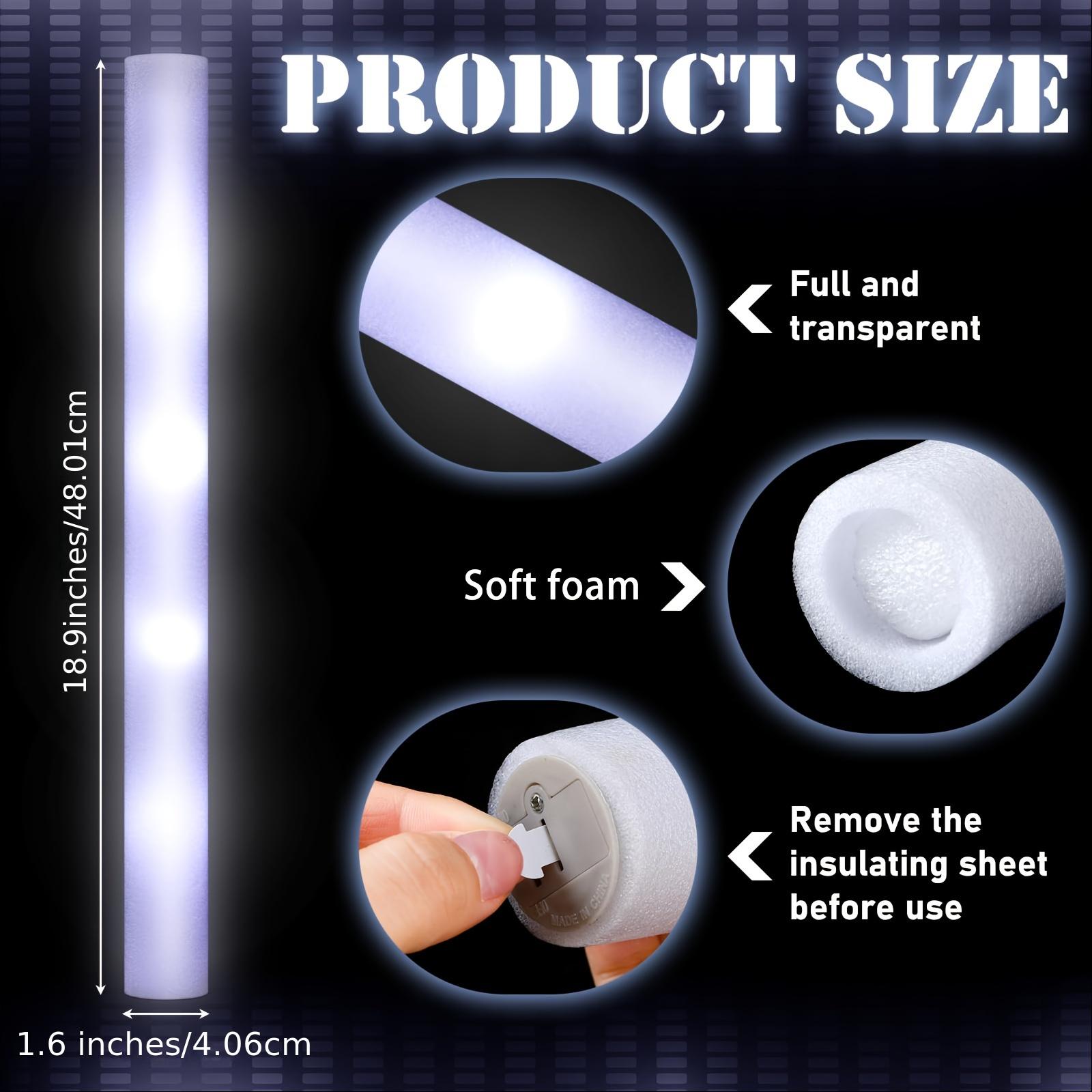 MICRENCY LED Foam Light-Up Wand - White Glow Party Accessories, Bonfire & Anniversary Event Lighting, Birthday Home Supply Gift