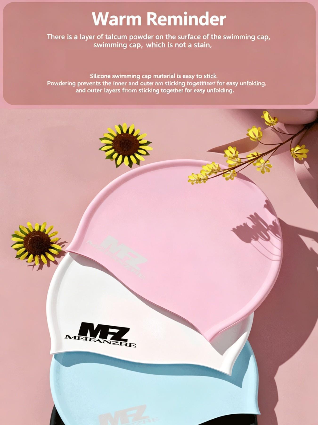 Adult Waterproof Silicone Swim Cap, Unisex Ear Protection, Non-Pressing Headband, Anti-Slip Long Hair, Solid Color Swimming Hat