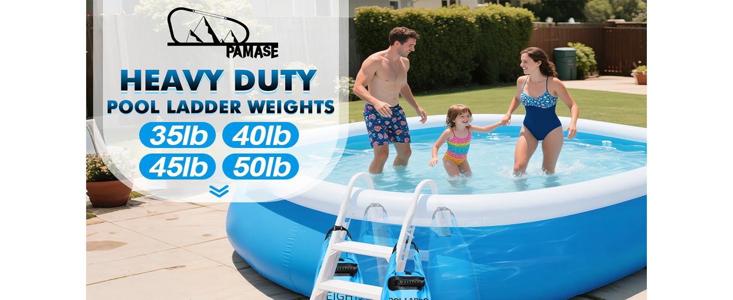 Heavy Duty Pool Ladder Weights - 40lbs Fillable Universal Sand Bags Step Anchors, 500D PVC Waterproof Tear-Resistance Foldable Sandbags for Above Ground Swimming Pools Stair Entry Systems, 2 Pack