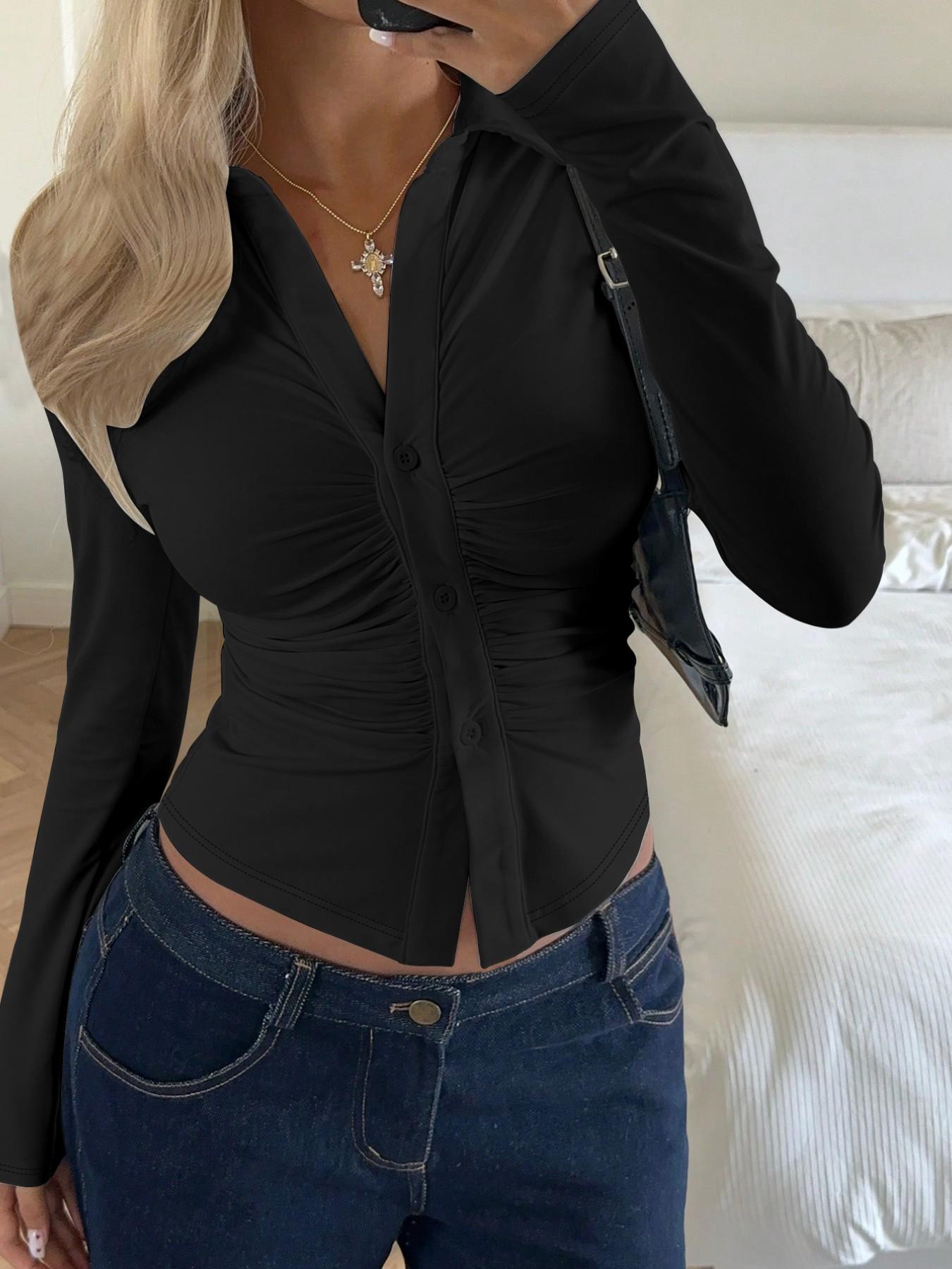 Women's Casual Long Sleeve Shirt, Blouses, Comfortable Daily Wear, Fashion Versatile Top, Perfect for Everyday Use, Stylish and Comfy