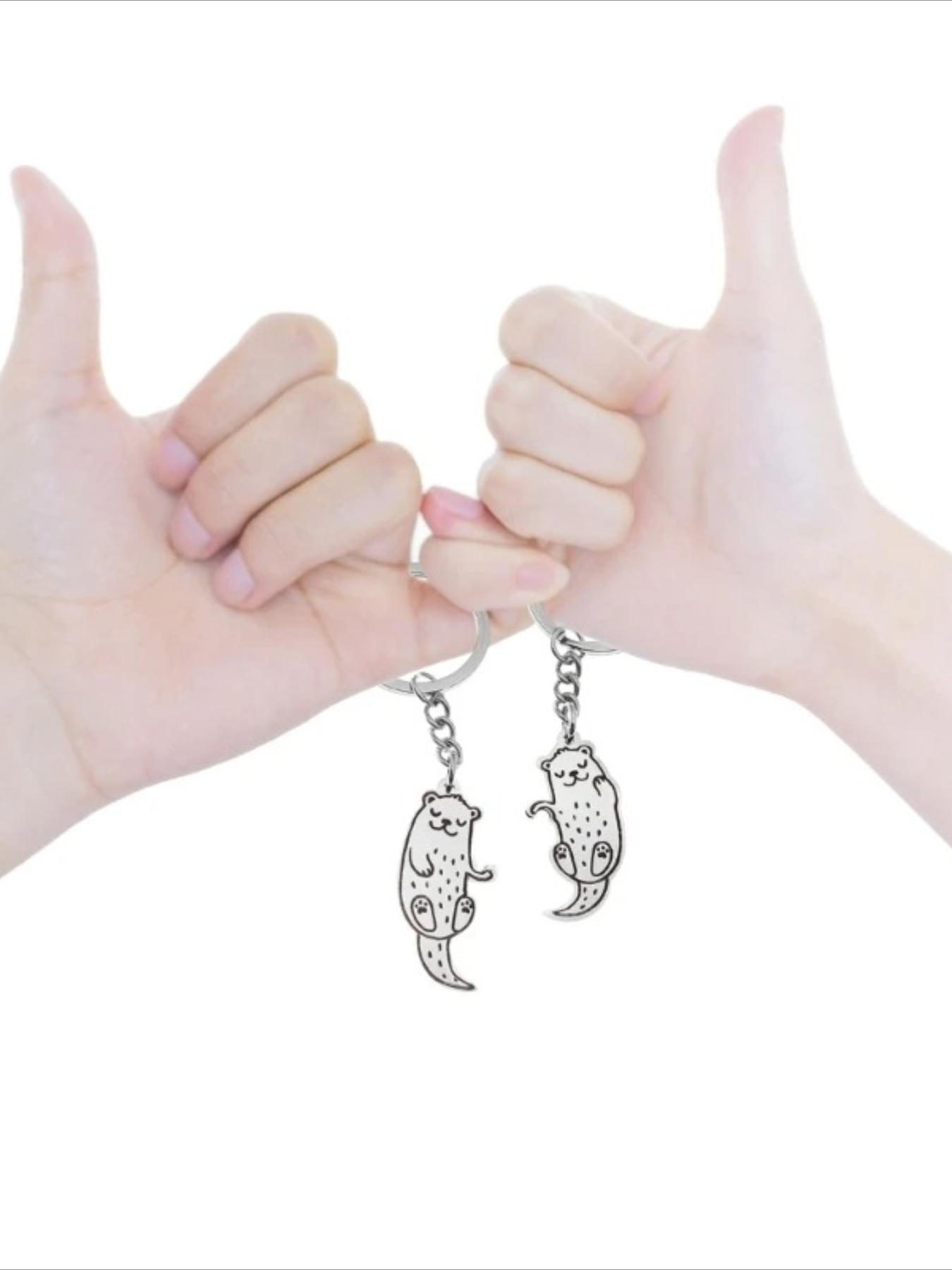 2 Piece Set Cute Otter Animal Keychain Gift Set, Surprise Gift for Couples and Friends, Cartoon Style Casual Jewelry