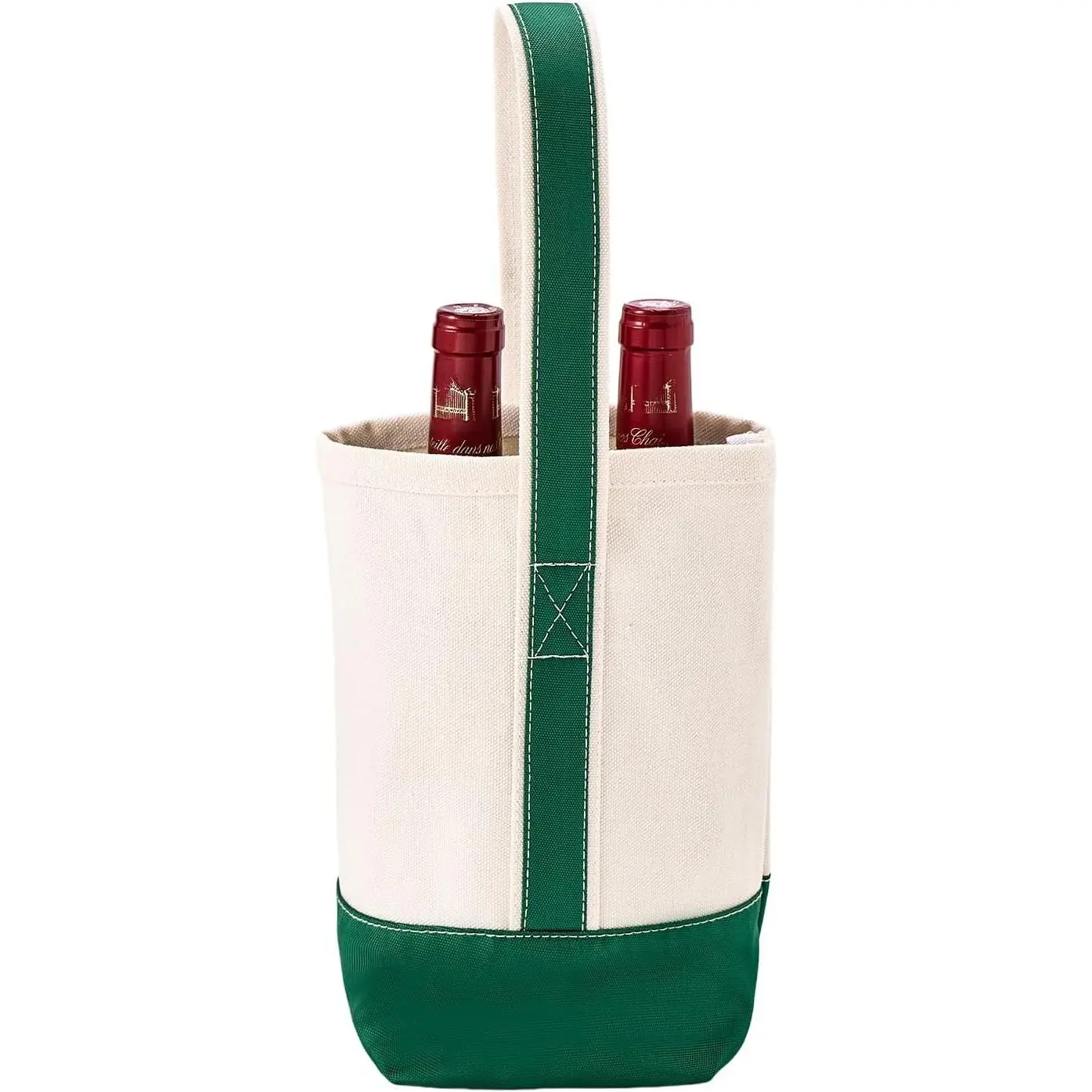 Wedding Wine Bag 2026, 2 Bottle Wine Canvas Tote Bags- Double Wine Carrier for Travel, BYOB Restaurant, Wine Tasting, Party, Picnic Dinner, Wedding 2026, Wine Lovers for Women & Men (Green)