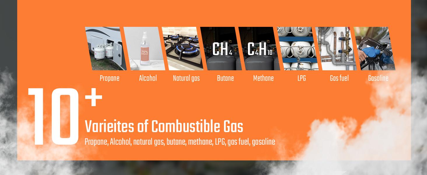 TopTes PT520A Gas Leak Detector with 17-Inch Gooseneck, Locating The Source of Propane, Natural Rechargeable Gas, and Combustible Portable Gas Leak for Home and RV (Includes Battery x3) Safety Tools – Orange