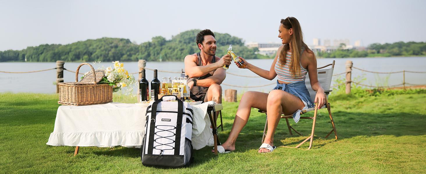 Cooler Backpack, 36 Cans Multifunctional Leakproof Cooler Backpack with Padded Top Handle, Mesh Pocket for Camping BBQ Lunch Picnic Hiking Fishing,Waterproof Ice Box Thermal Bag