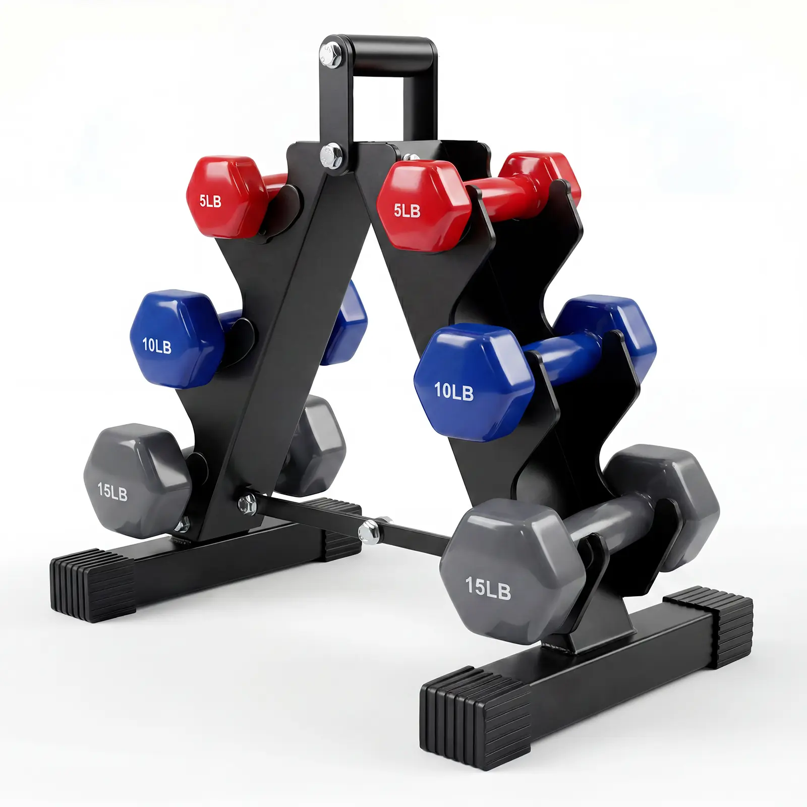 Neoprene Dumbbell Hand Weights Set with Rack – 3lb, 5lb, 8lb Anti-Slip Hex Pairs for Home Gym Fitness & Strength Training – Includes 1lb/2lb/3lb Pairs in Gray Plastic Outer Box