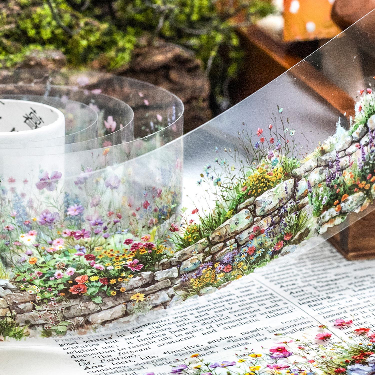 DIY Decorative Pet Tape Stickers, Wall Theme Decoration, Scrapbooking Album Supplies, Creative Craft Accessories, DIY Decal Film for Home & Office Use, Floral Pattern Sticker