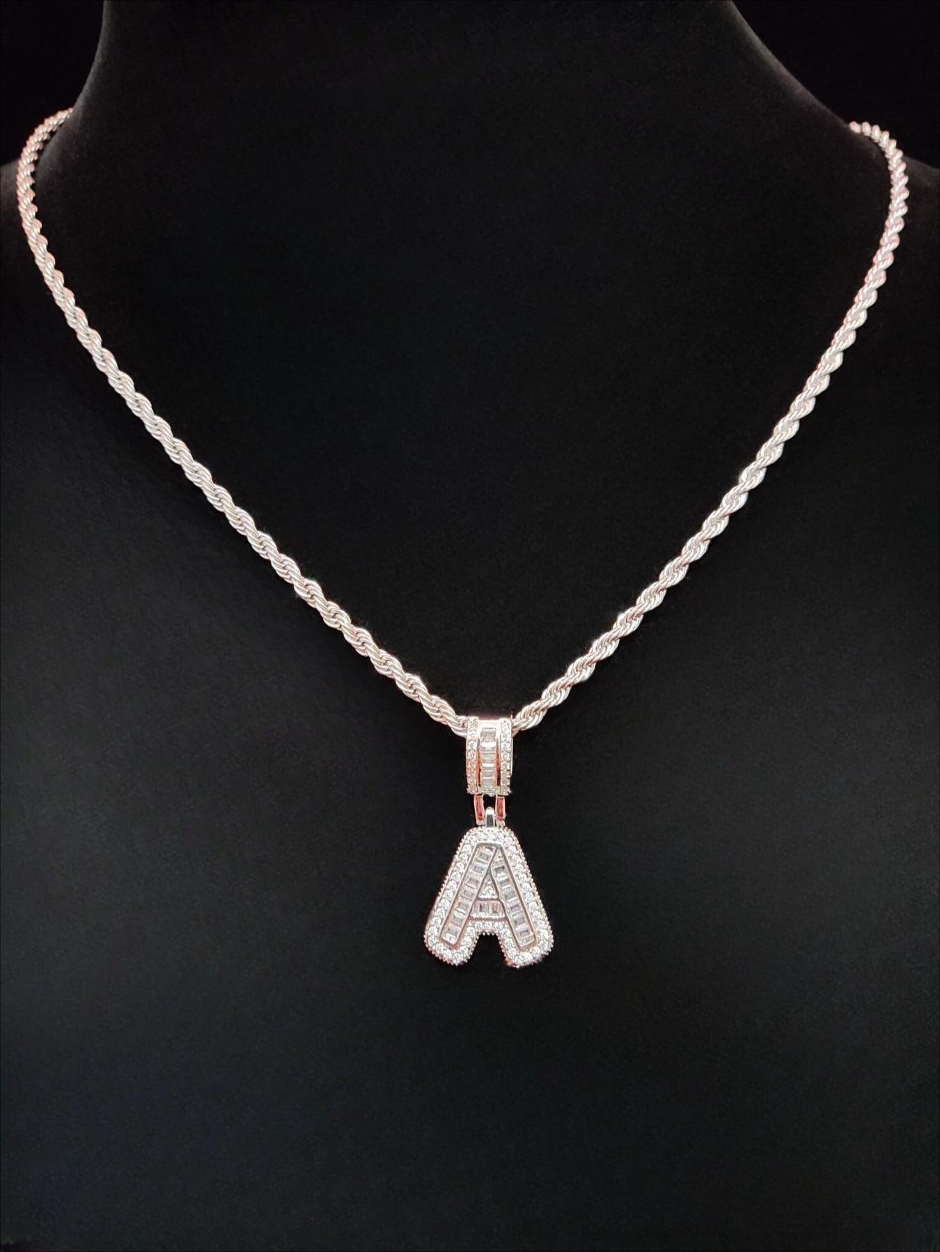 Women's Sparkling Cubic Zirconia Initial Necklace - Personalized Alphabet Letter Pendant, Silver Costume Jewelry, Fashion Birthday Gift, Letter Necklace