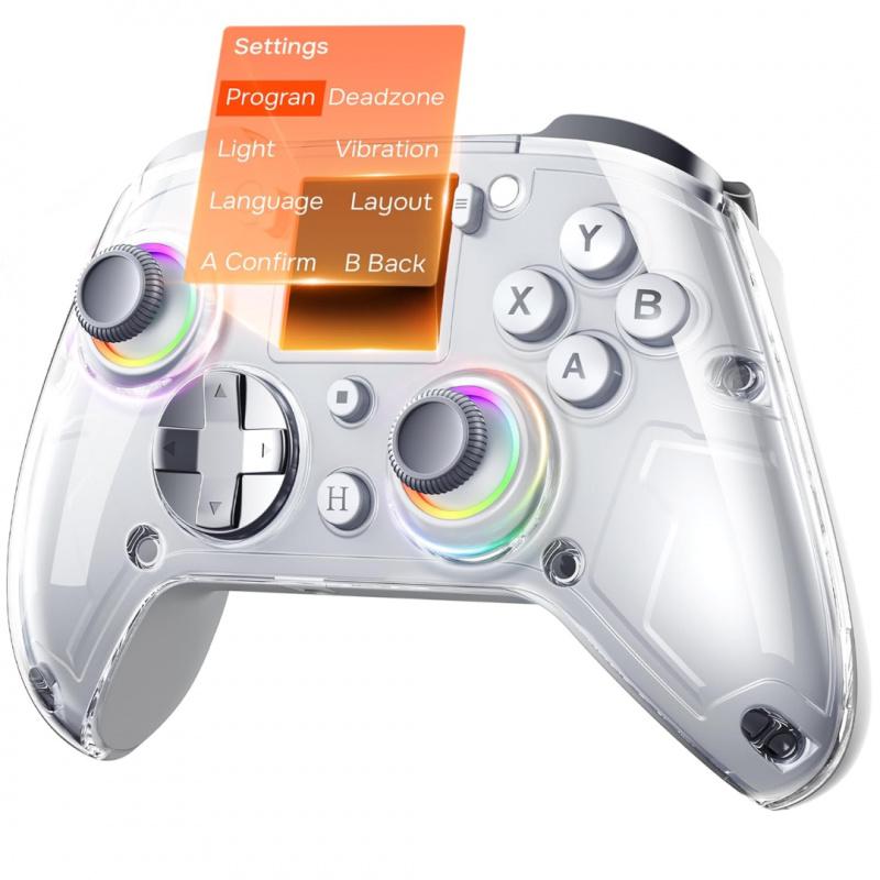 Wireless Gaming Controller with Interactive Screen, 1000Hz Polling Rate, Hall Joysticks & Triggers, 4 Programmable Buttons, Wireless Controllers, Compatible with PC, Switch1, PS4, iOS, Android, New Year's gift, Valentine's Day gift