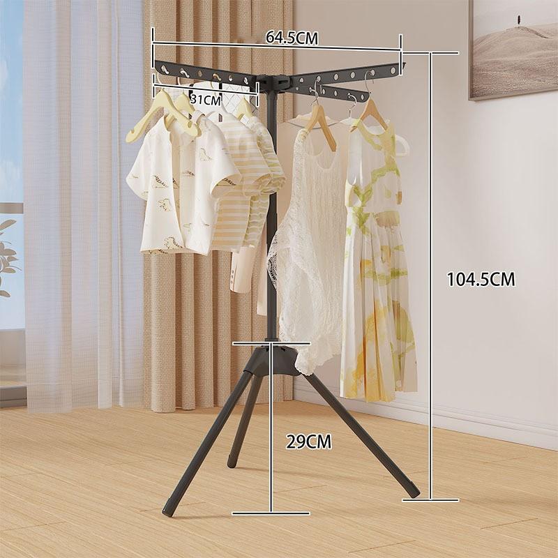 Multifunctional Floor Standing Clothes Rack, Foldable Drying Rack, Bedroom Balcony Laundry Storage Hanger, Powder Coated Steel Pipe, Durable, Clothes Hanging Rack