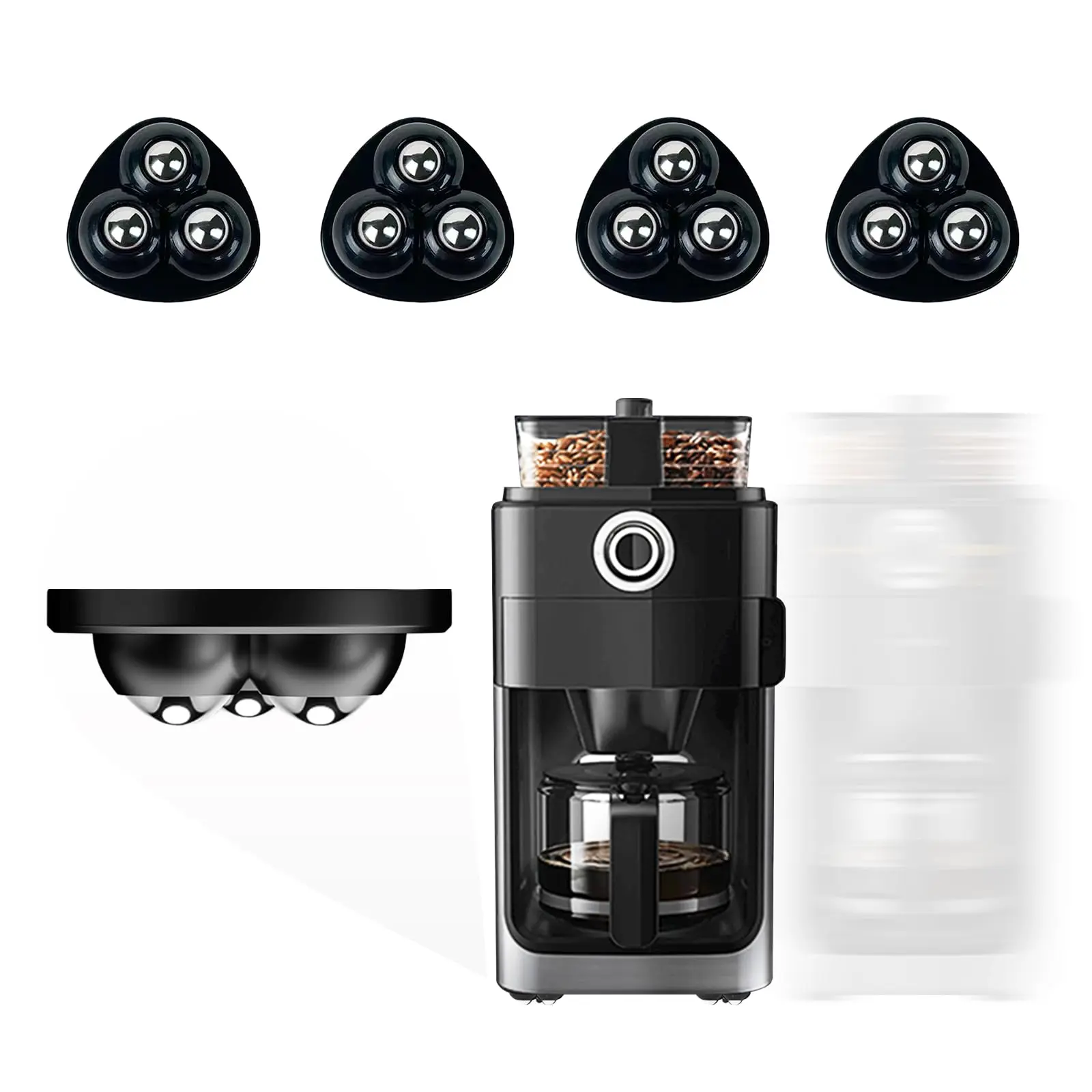 Self Adhesive Appliance Sliders (4-Pack) | 360° Wheels Furniture & Kitchen Rollers, Peel Stick No Tools, 12lbs Per Wheel for Moving Small Appliances on Flat Surfaces, 12Lb